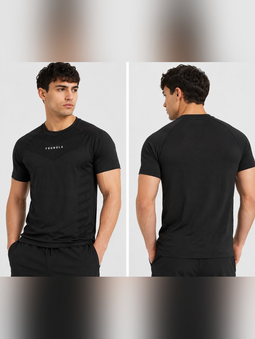YoungLA Compression Athletic Shirt Men’s Medium Black Performance Gym Tee